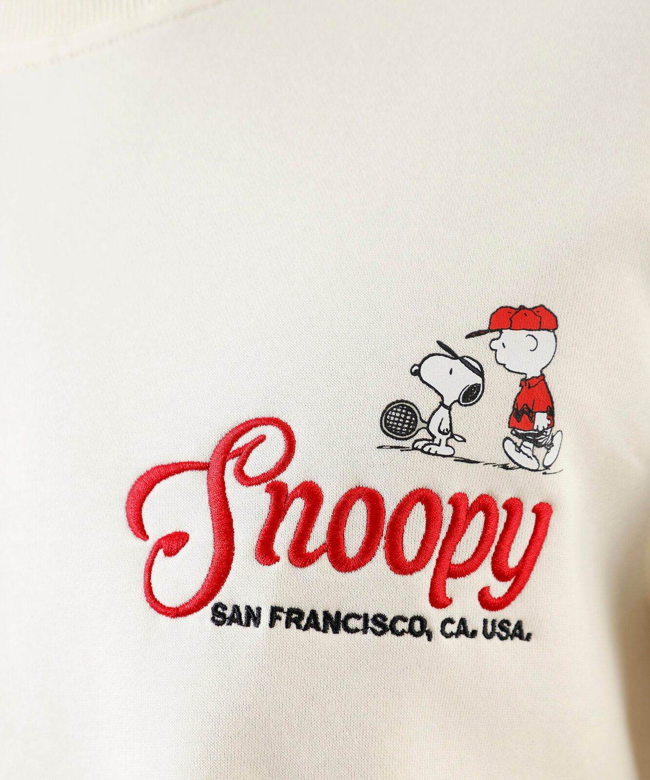 blusão masculino de moletom com borado snoopy off white