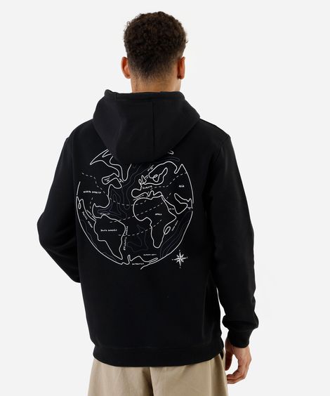 blusão masculino de moletom planeta costas preta