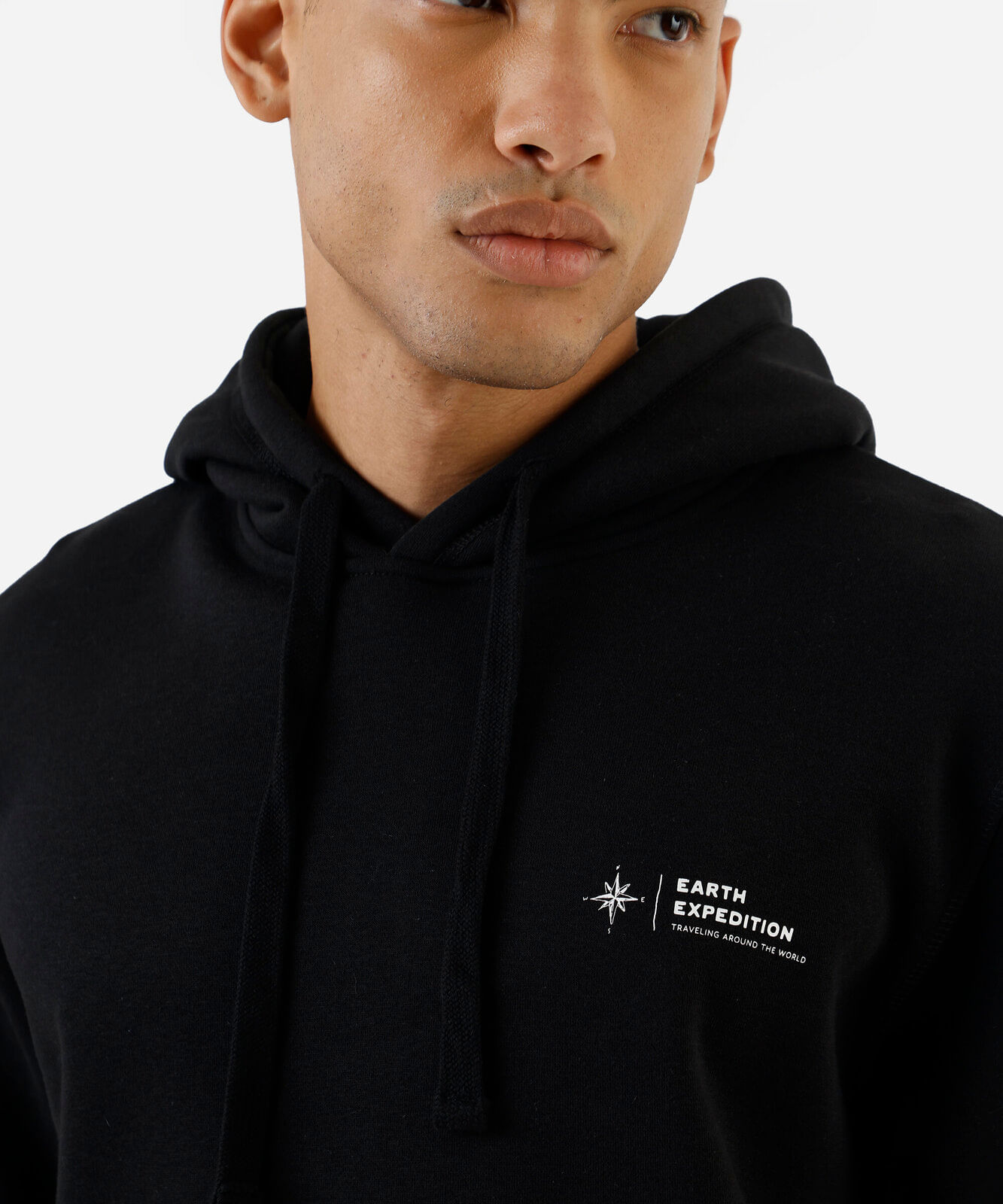 blusão masculino de moletom planeta costas preta
