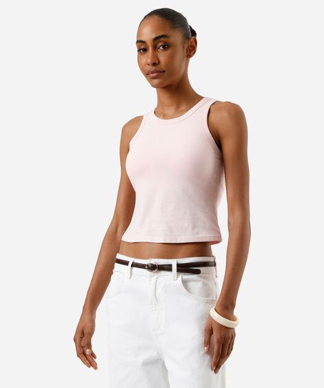 regata feminina cropped com bojo rosa