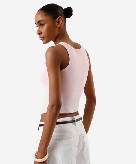 regata feminina cropped com bojo rosa