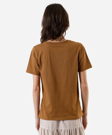 camiseta feminina de algodão le figues marrom