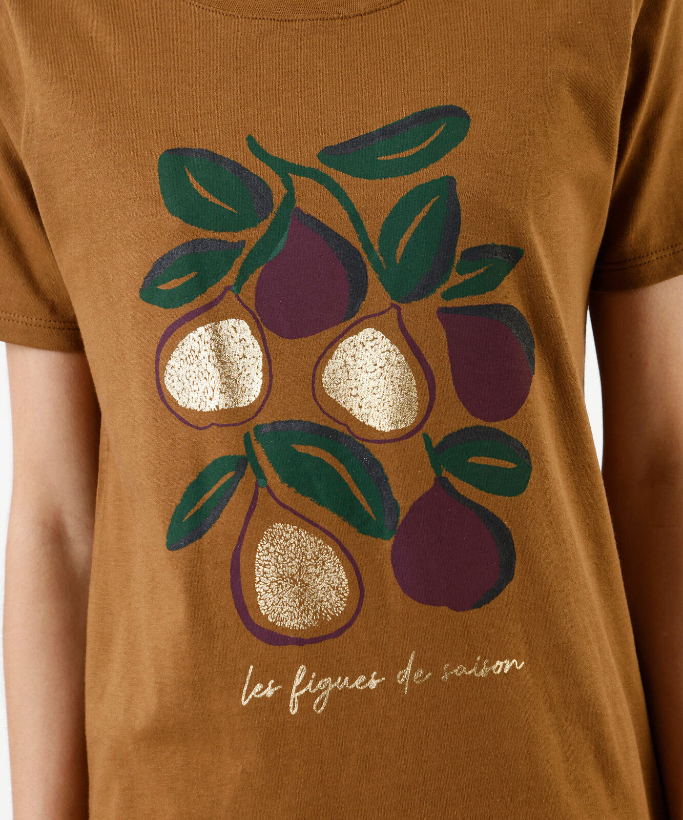camiseta feminina de algodão le figues marrom