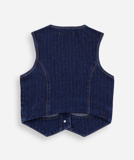 colete infantil jeans risca de giz azul