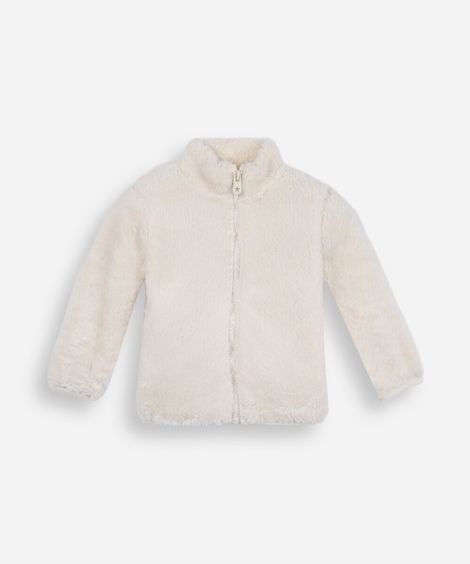 jaqueta infantil de pelúcia off white