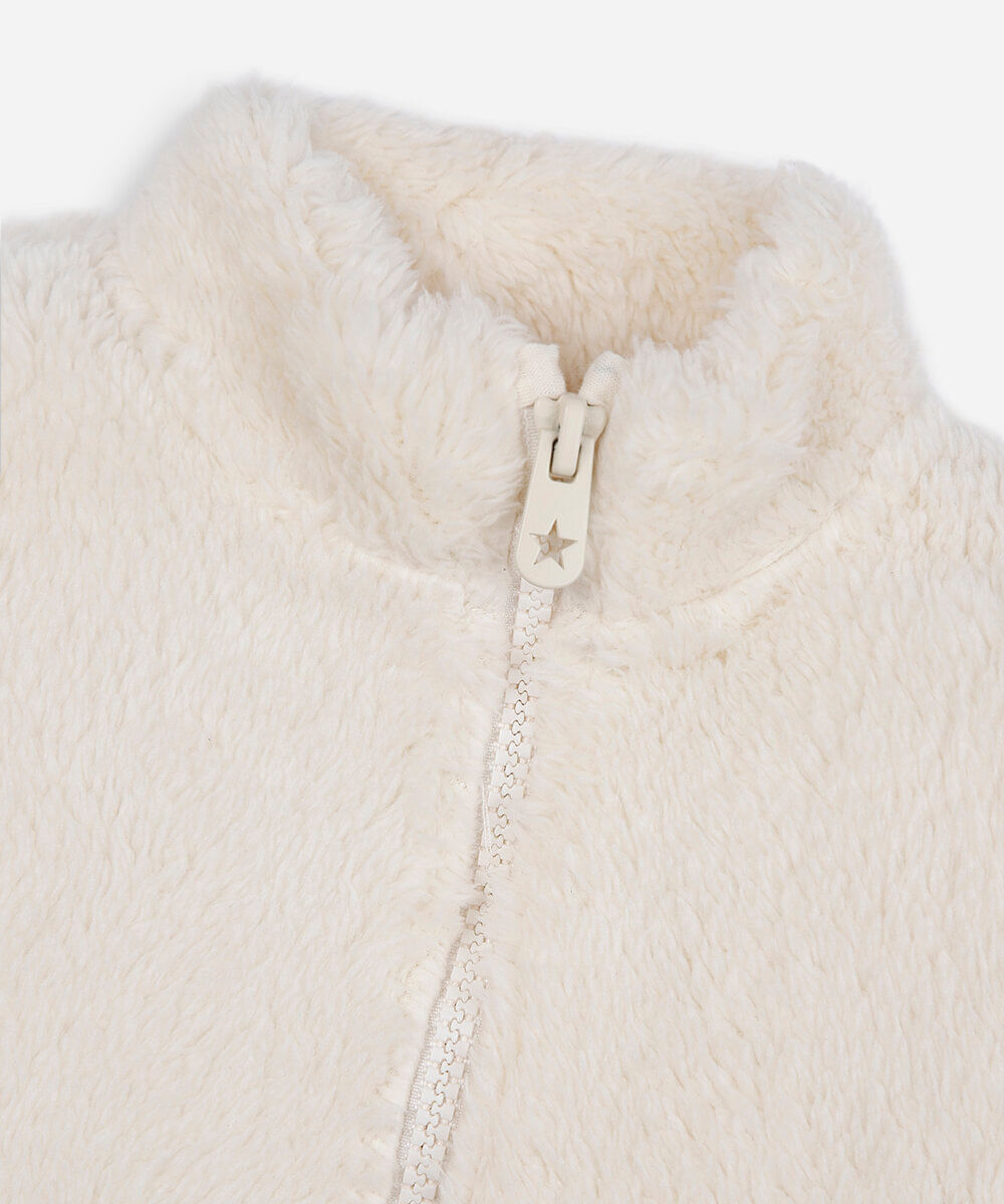 jaqueta infantil de pelúcia off white