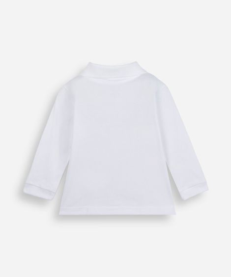 polo infantil de algodão manga longa off white