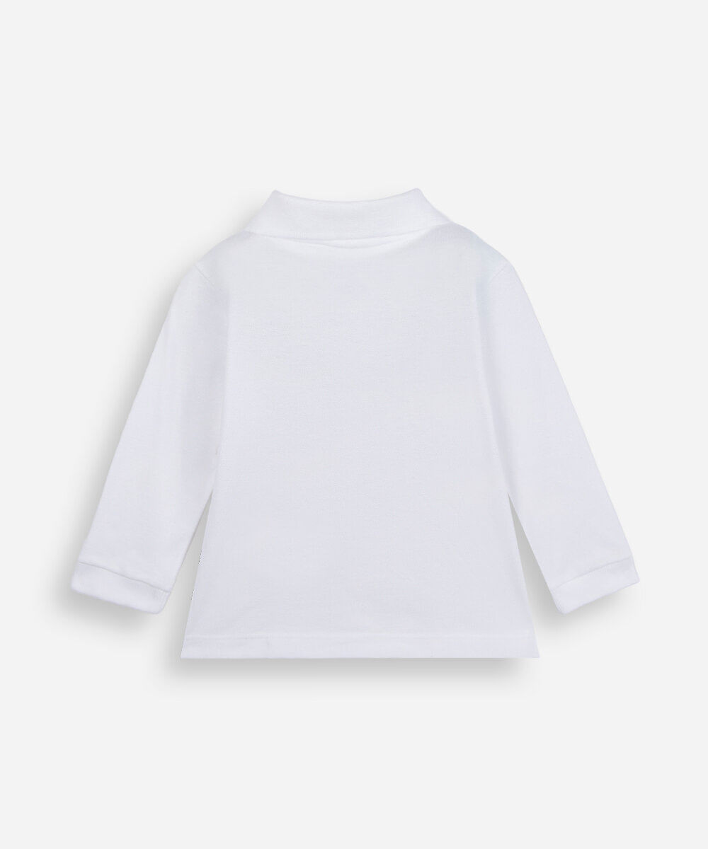 polo infantil de algodão manga longa off white