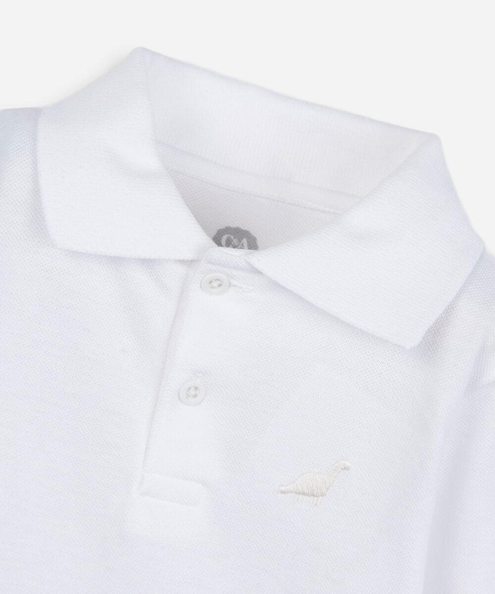 polo infantil de algodão manga longa off white