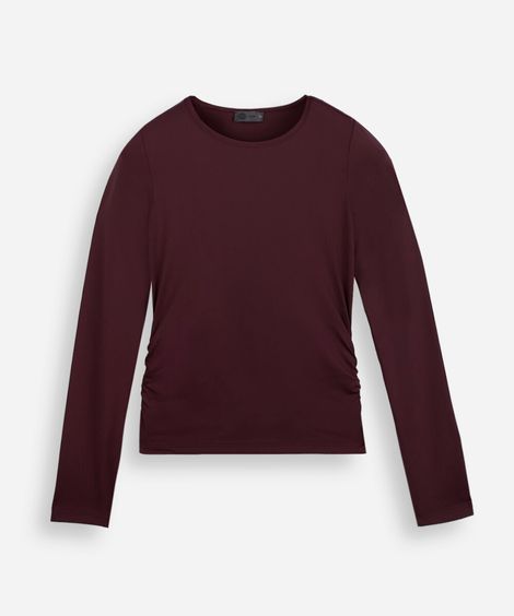 blusa juvenil de poliamida com franzido vinho