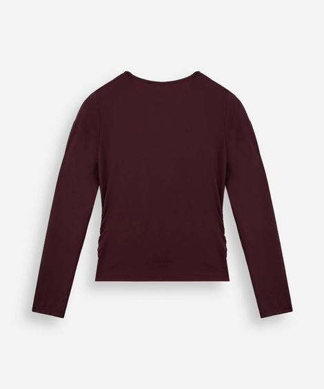 blusa juvenil de poliamida com franzido vinho
