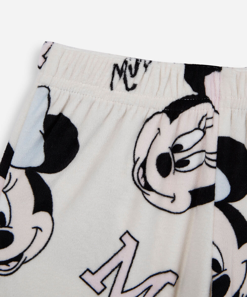 pijama longo infantil de fleece minnie off white