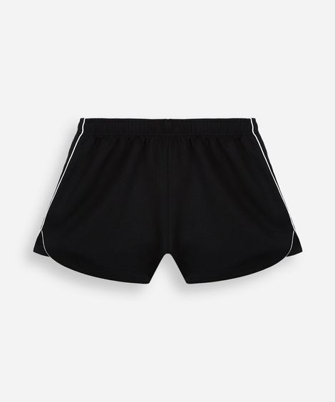 short esportivo juvenil de moletom com nervuras preto