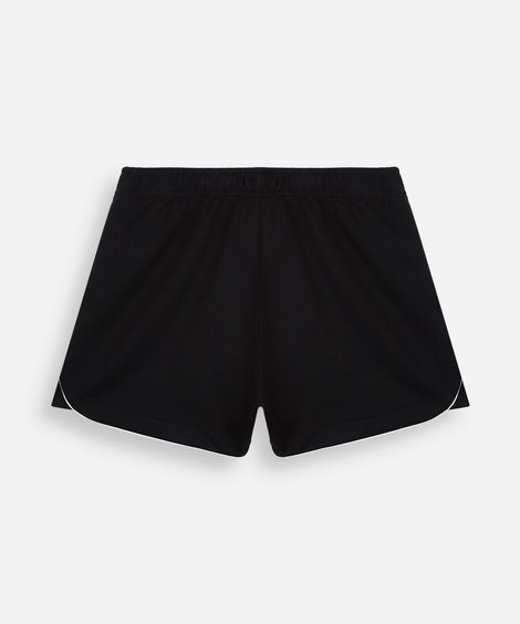short esportivo juvenil de moletom com nervuras preto
