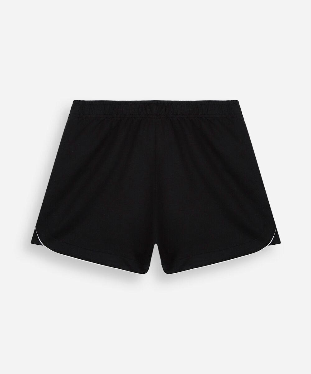 short esportivo juvenil de moletom com nervuras preto