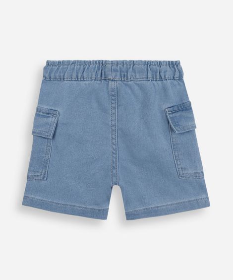 short cargo infantil jeans azul