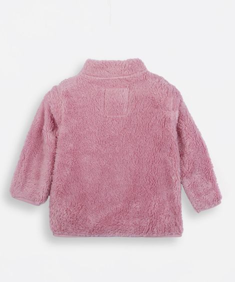 jaqueta infantil de pelúcia rosa