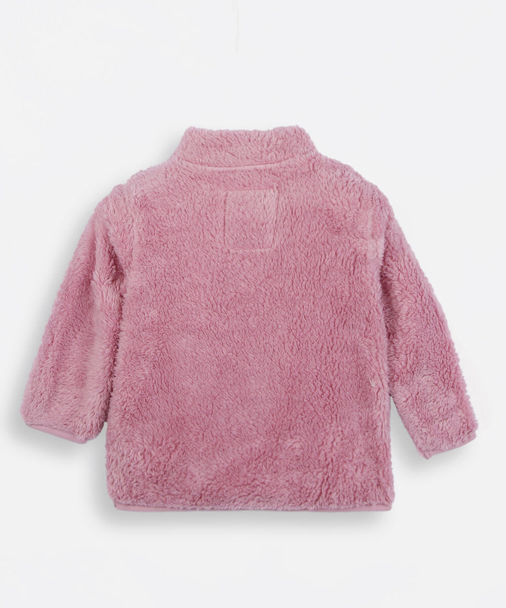 jaqueta infantil de pelúcia rosa