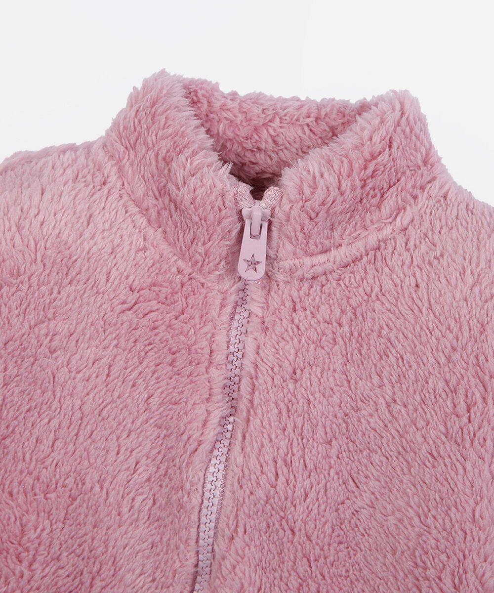 jaqueta infantil de pelúcia rosa
