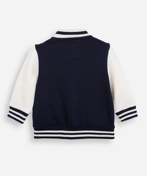 jaqueta bomber infantil de moletom bicolor azul