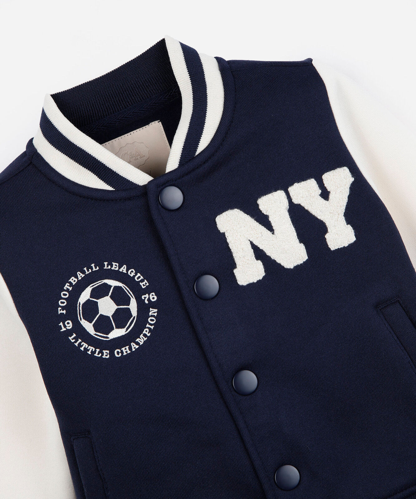jaqueta bomber infantil de moletom bicolor azul