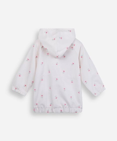 jaqueta infantil com capuz floral off white
