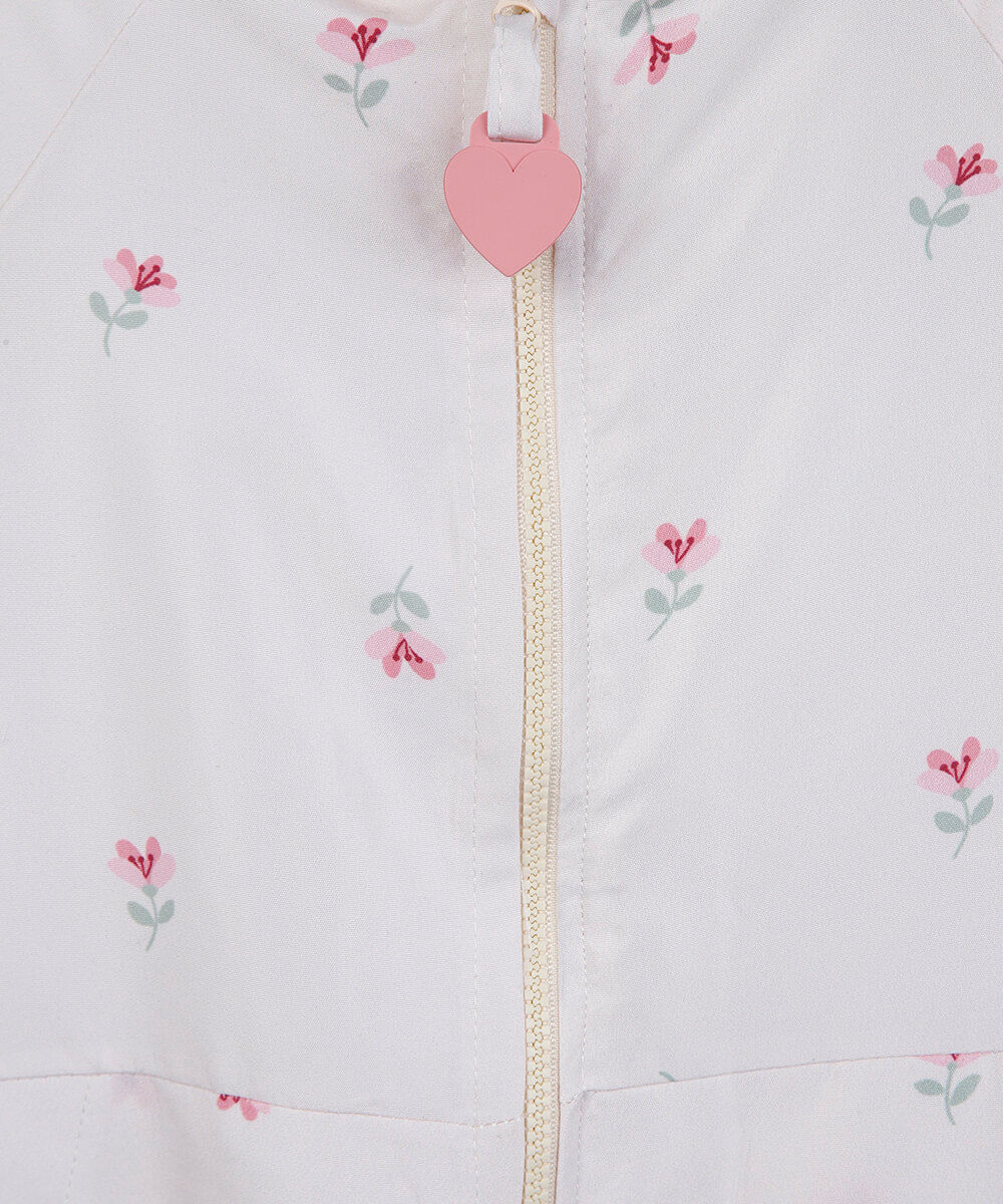 jaqueta infantil com capuz floral off white