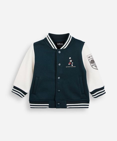 jaqueta bomber infantil de moletom mickey verde