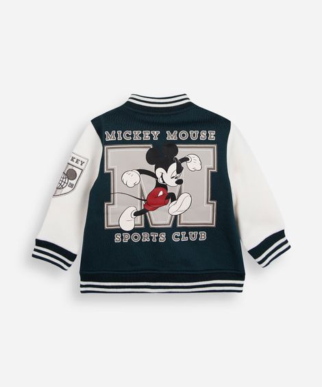 jaqueta bomber infantil de moletom mickey verde