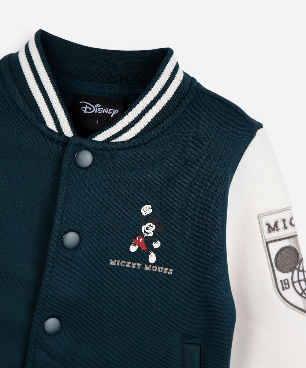 jaqueta bomber infantil de moletom mickey verde
