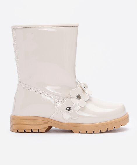 bota infantil floral bege