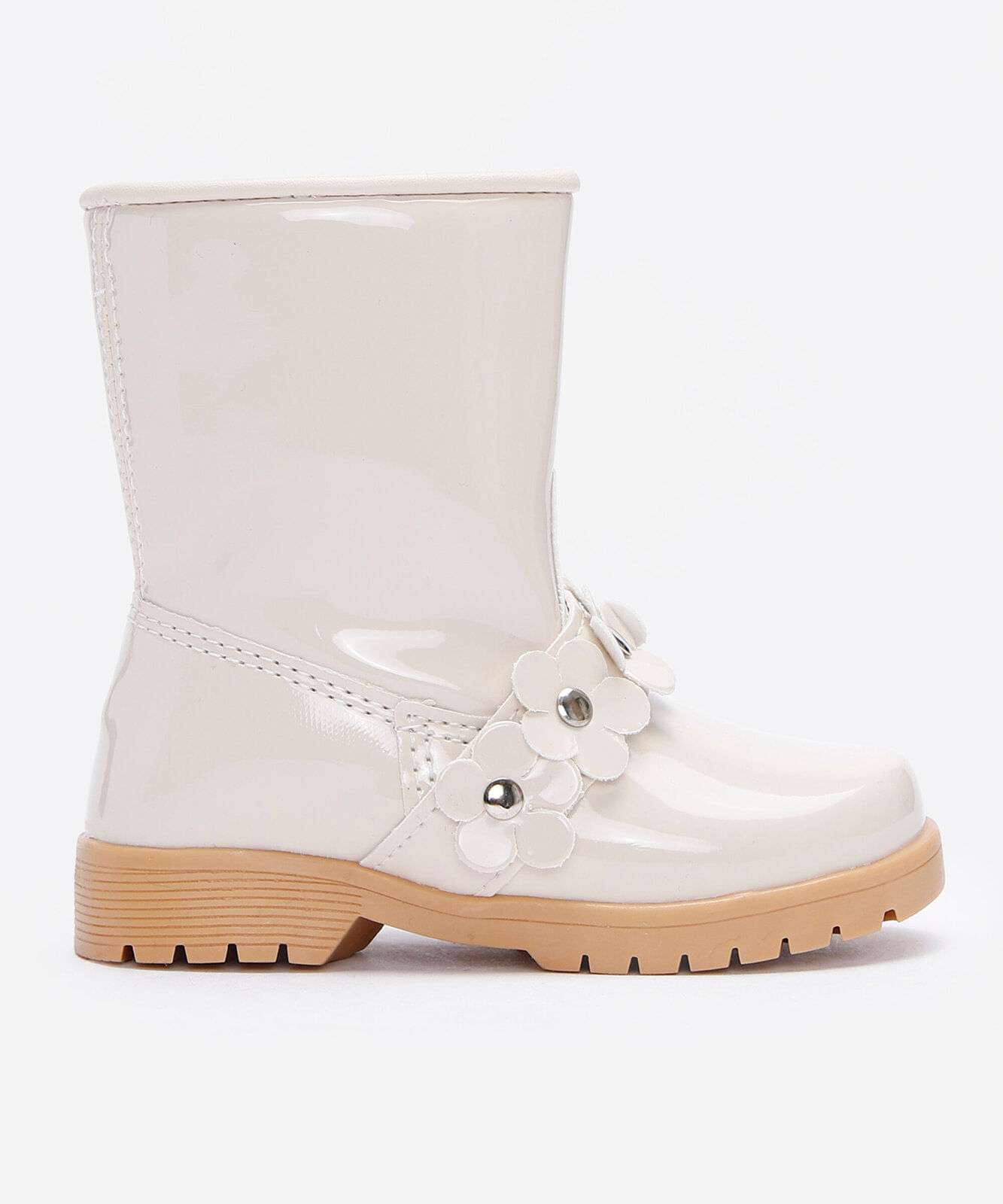 bota infantil floral bege