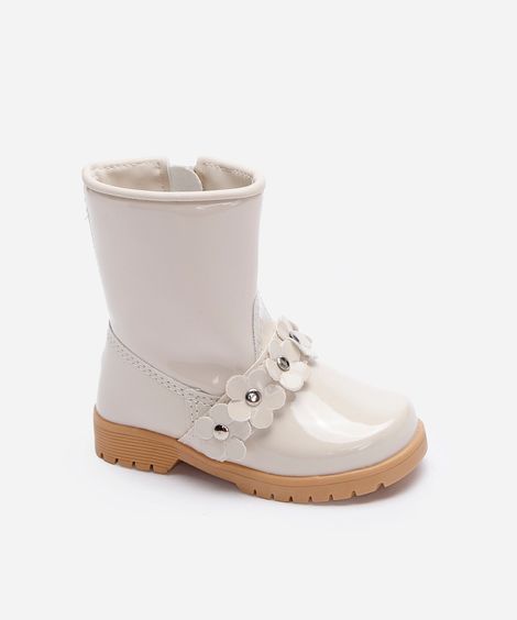 bota infantil floral bege