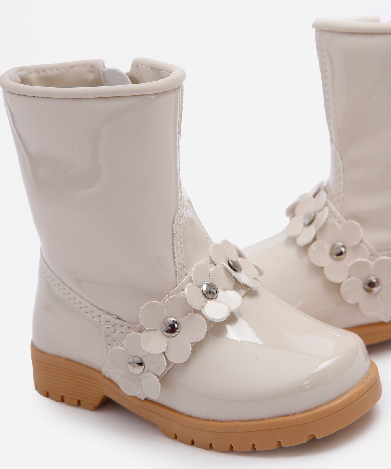 bota infantil floral bege