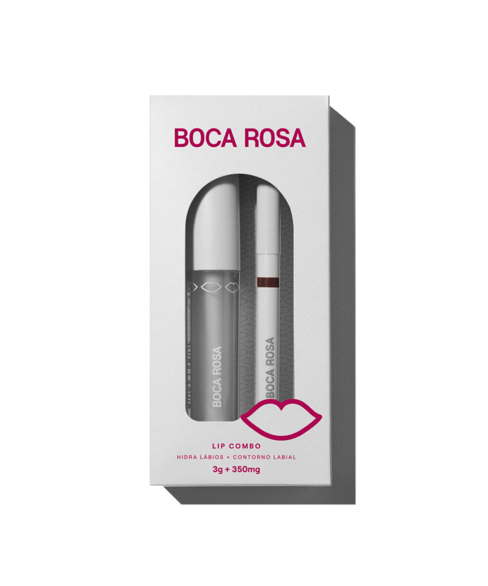 kit boca rosa lip combo contorno labial marrom e hidra lábios natural