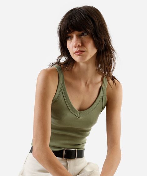 regata básica feminina canelada verde