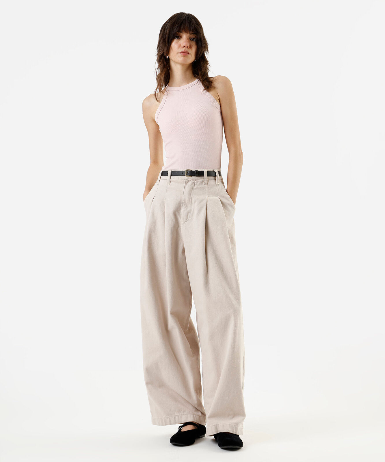 regata básica feminina de algodão halterneck com bojo rosa