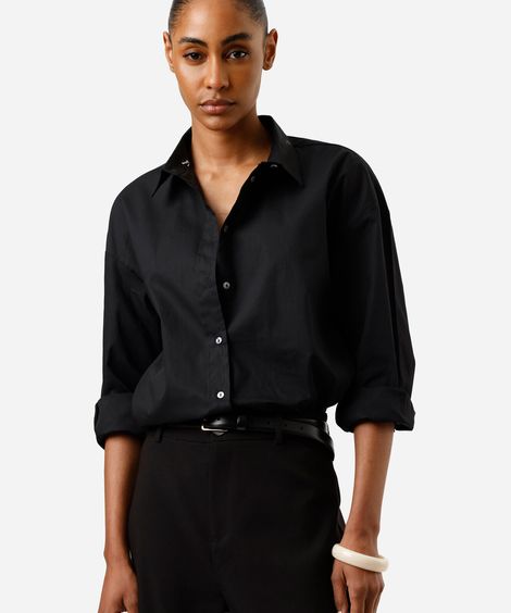 camisa oversized feminina de algodão preta