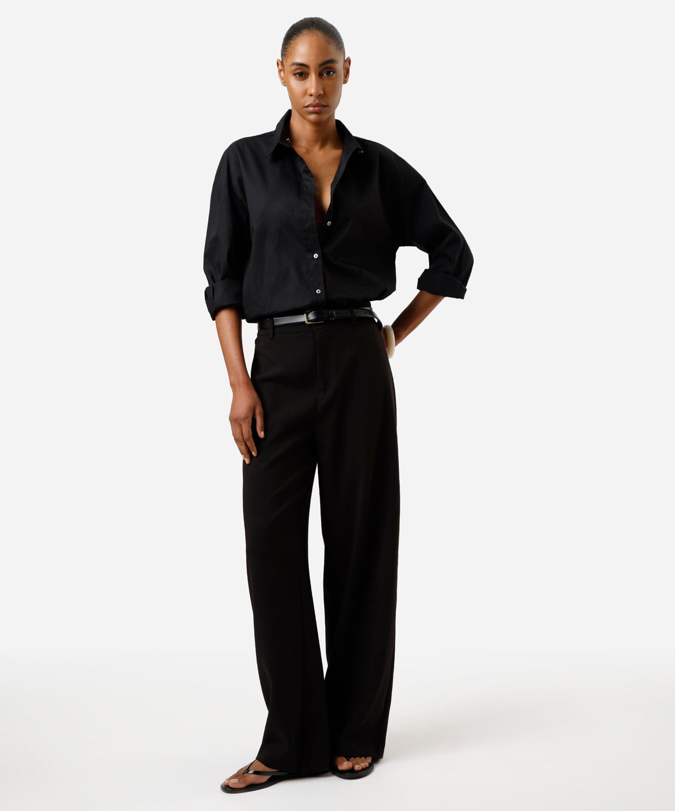 camisa oversized feminina de algodão preta