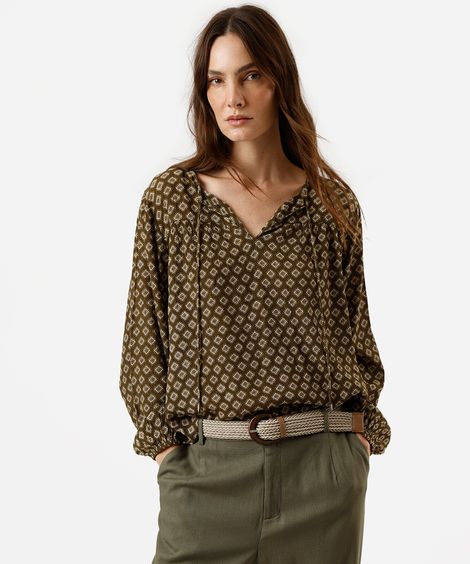 bata feminina com viscose e lurex étnica verde