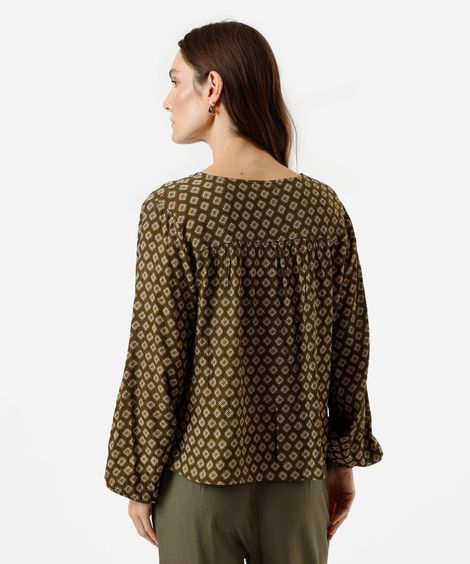 bata feminina com viscose e lurex étnica verde