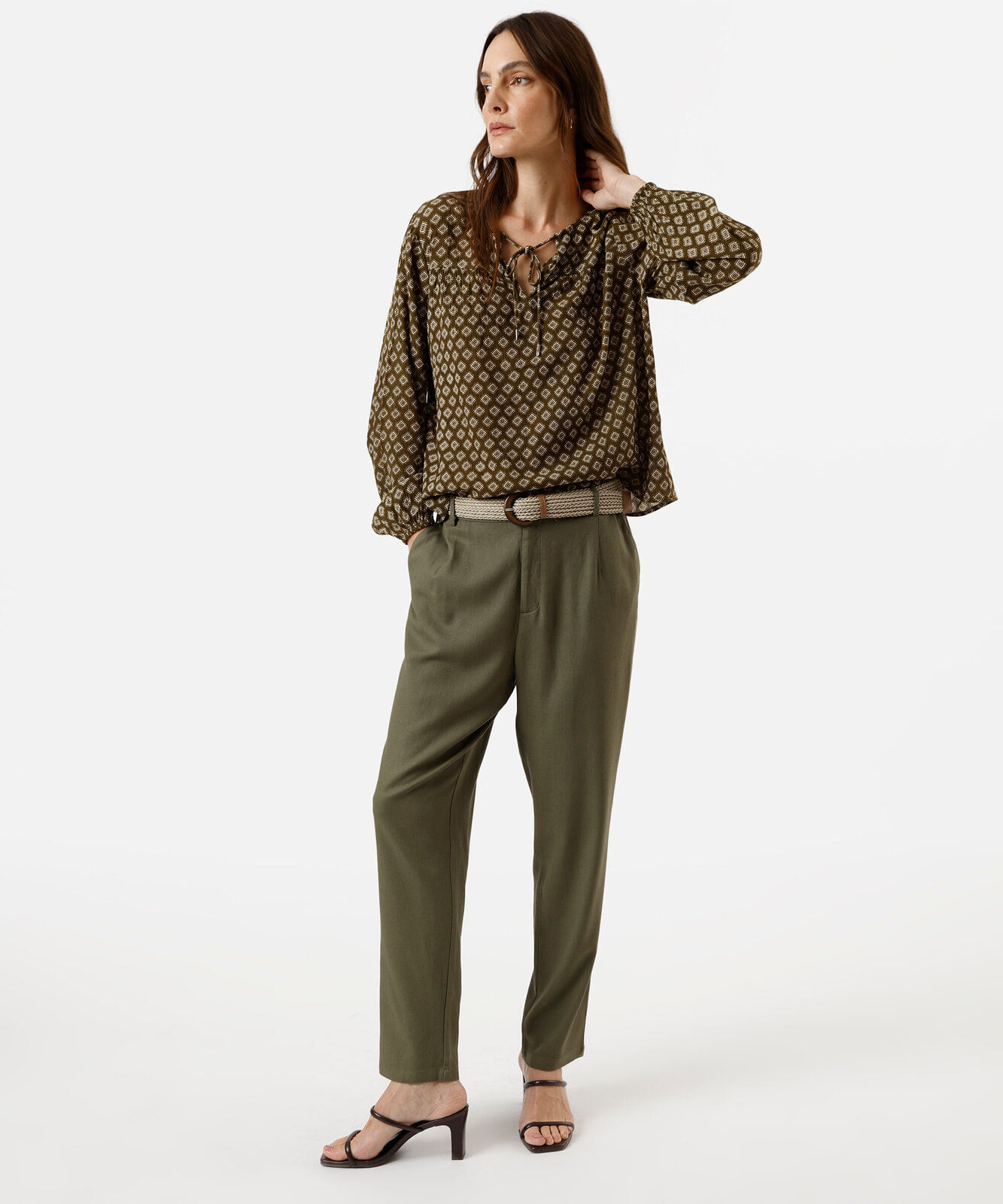 bata feminina com viscose e lurex étnica verde