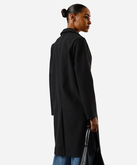 casaco longo feminino texturizado preto