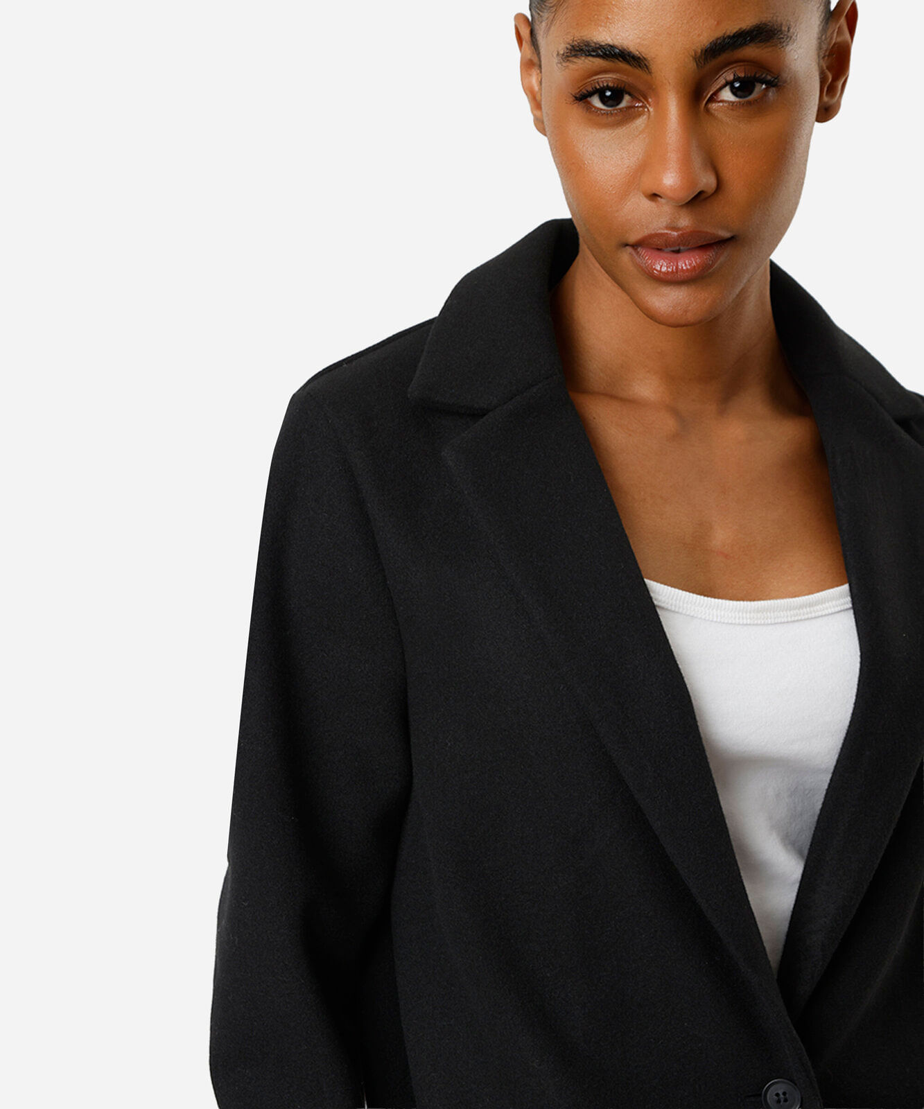 casaco longo feminino texturizado preto