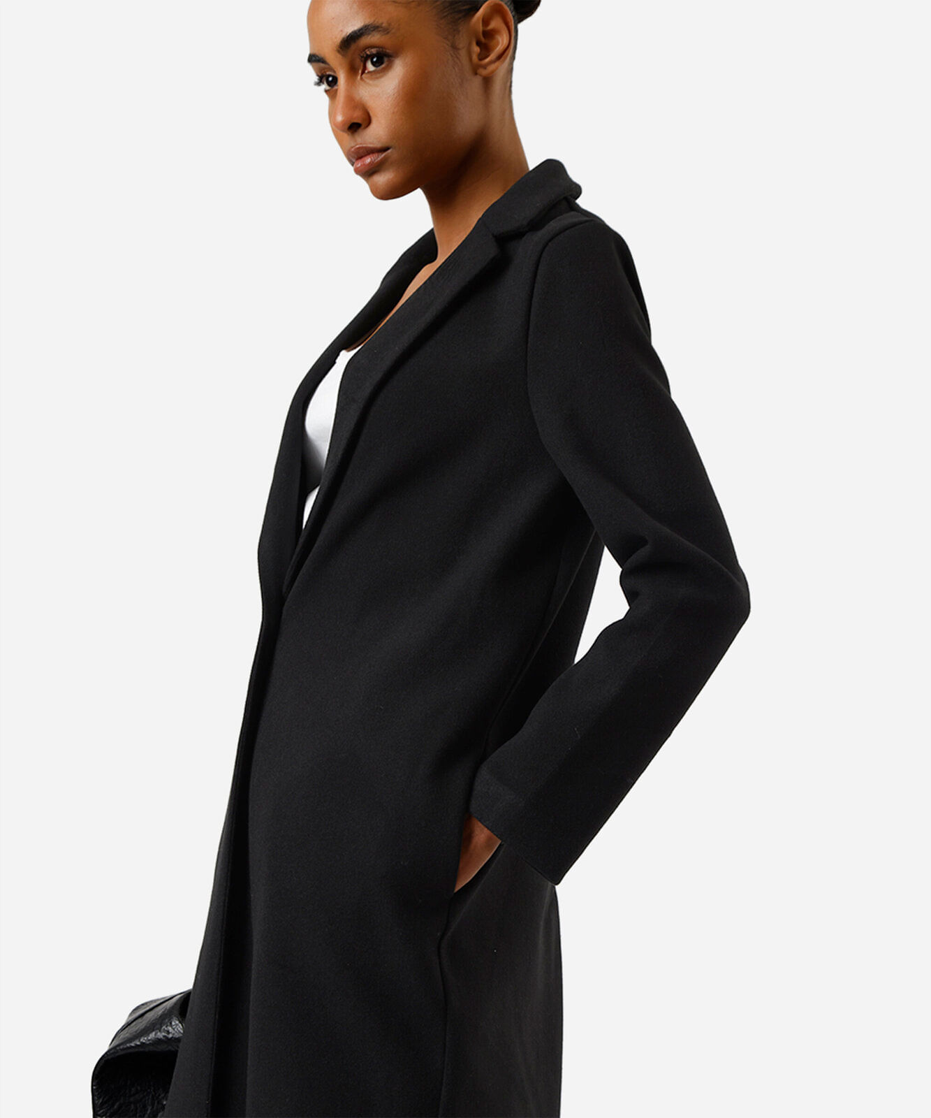 casaco longo feminino texturizado preto