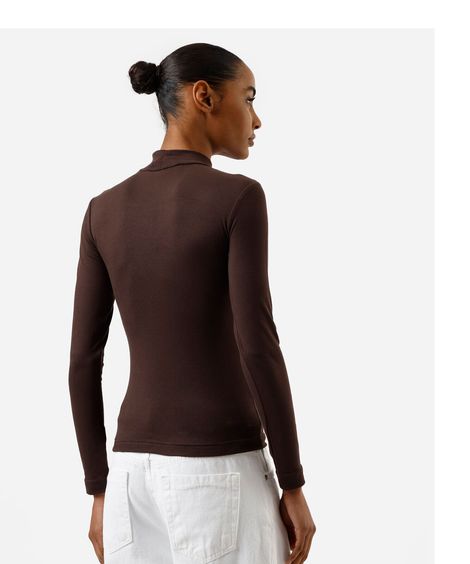 blusa feminina gola alta marrom