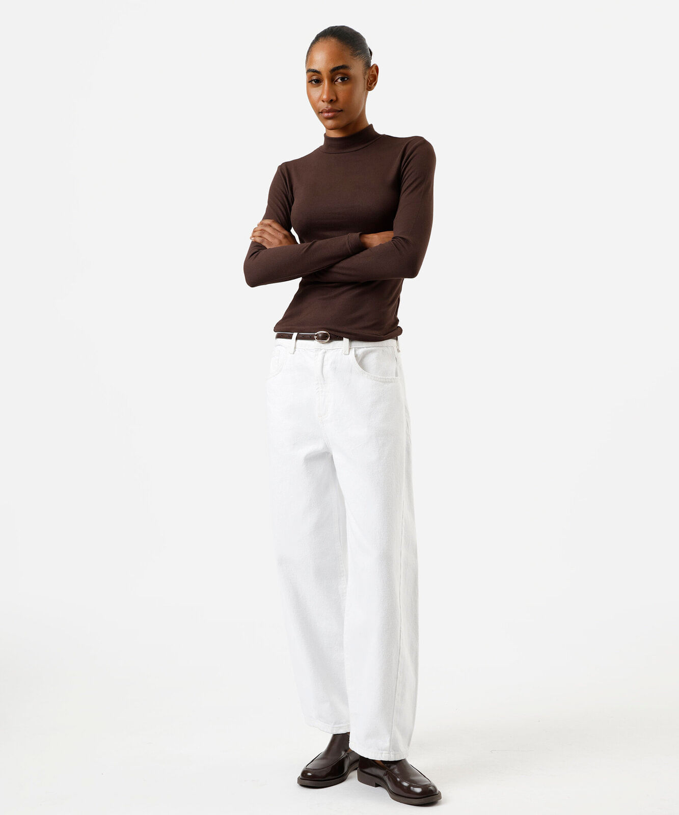 blusa feminina gola alta marrom