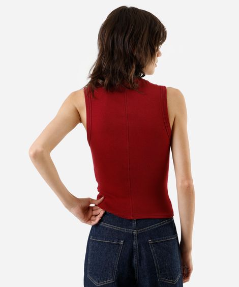 regata básica feminina de algodão decote redondo vermelha