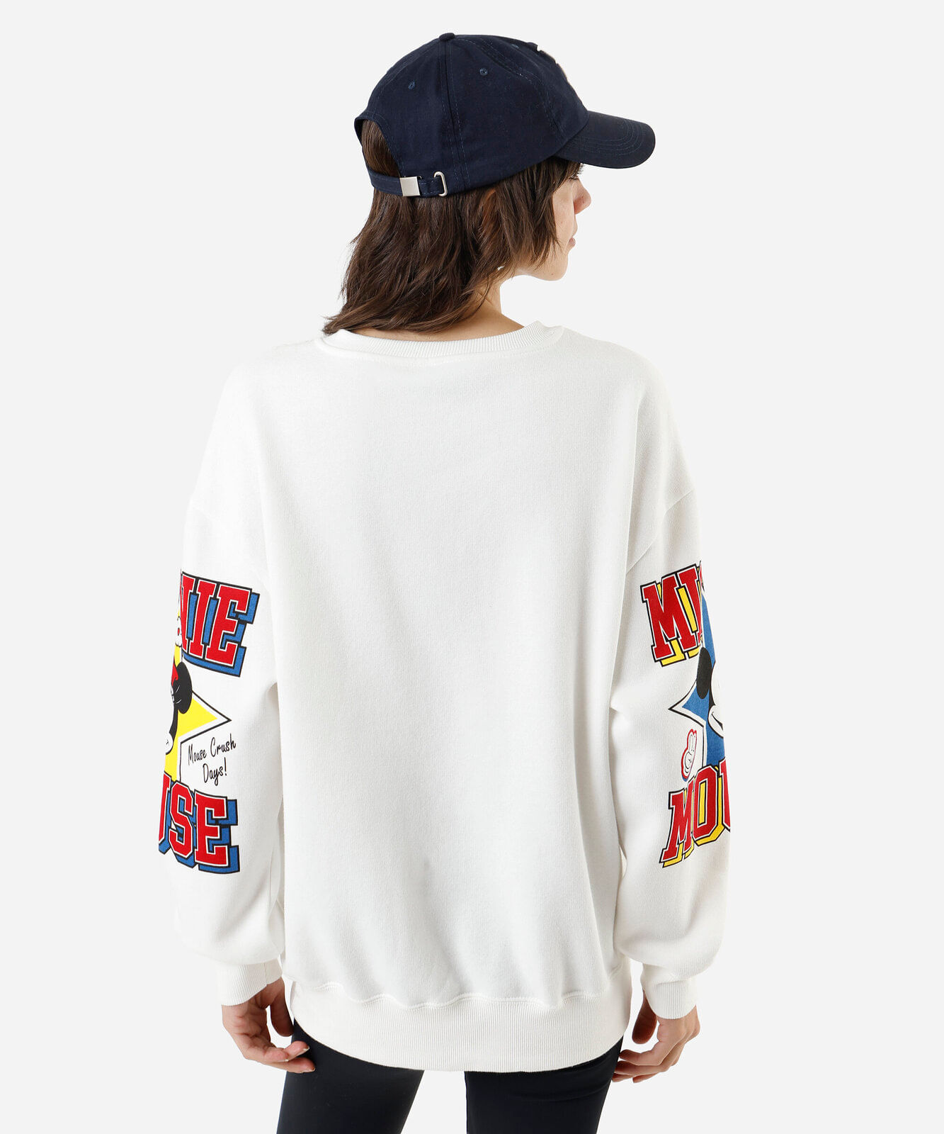 blusão feminino de moletom mickey e minnie off white