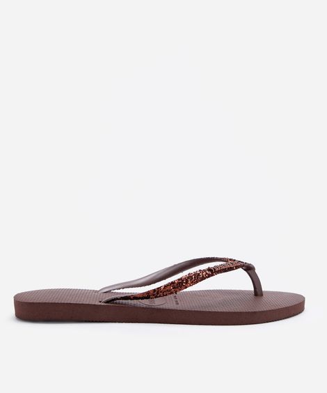 chinelo slim feminino com glitter havainas marrom